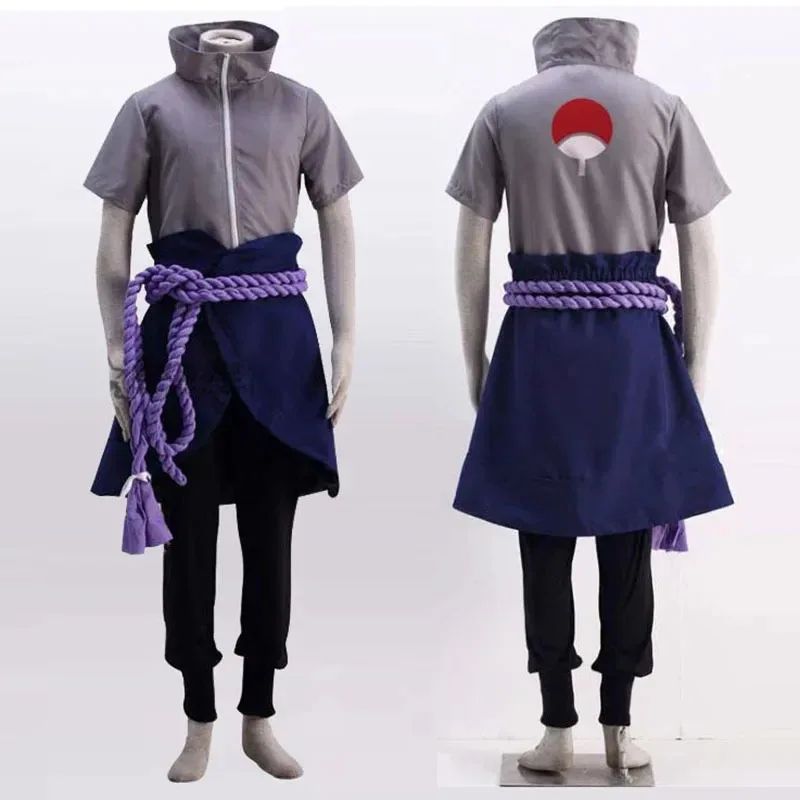 123Uchiha تأثيري أنيمي Daiyoji Ninkai Taisen Uchiha Sasuke القمم السراويل شعر مستعار الدعاوى هالوين زي الرجال