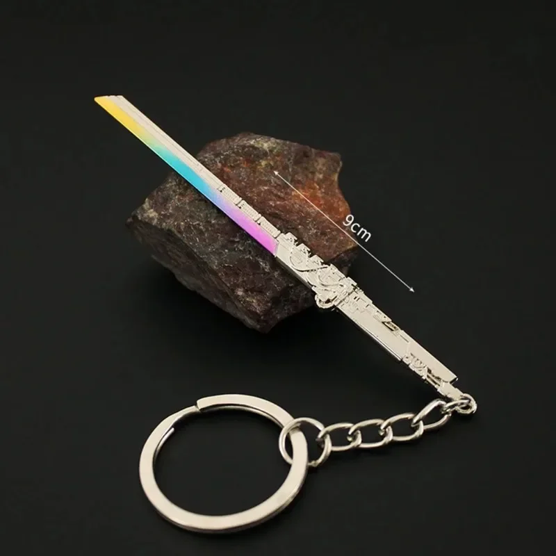 9 سنتيمتر/3.54in سايبر المفاتيح الحرارية كاتانا سبيكة حلقة رئيسية سلاح نموذج سيف ساموراي السلامة اكسسوارات عيد ميلاد لعبة هدية لصبي #5