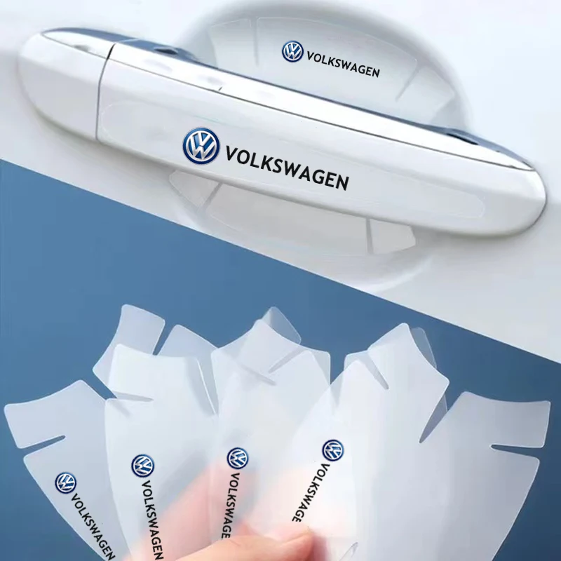 8Pcs Car Door Handle Sticker TPU Protective Film Decals Accessories For Volkswagen VW RLine R Golf Amarok T5 Tiguan T-ROC GTI CC