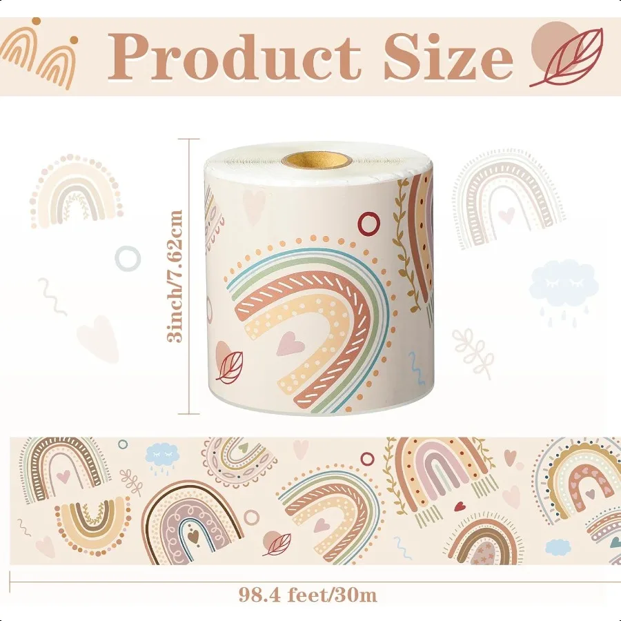 Boho Bulletin Board Border Rainbow Bulletin Board Border Trim Self Adhesive Rainbow Classroom Decorations Waterproof School Cha