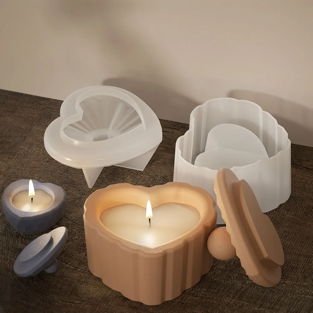 Striscia di forma d'amore Stampi per candeliere Tazza di candela Barattolo di stoccaggio Stampo in silicone Aromaterapia fai da te Creazione di gesso Stampo in resina Decorazioni per la casa