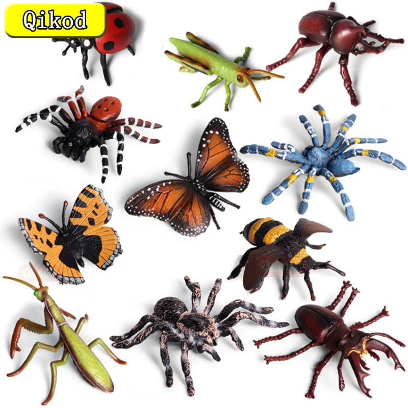 Hot Sale Insect Animals Model Butterfly Grasshopper Spider Action Figures Mantis Figurine Bee Miniature Educational Toy For Kids