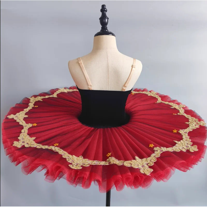 الأحمر المهنية الباليه توتو الباليه فطيرة بحيرة البجع توتو راقصة الباليه ازياء الرقص زي الشكل التزلج فستان الفتيات #6