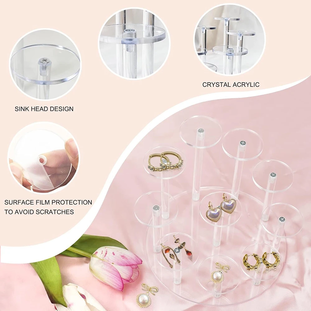 Acrylic Clear Jewelry Ring Display Stand Storage Removable Holder Perfume Doll Blind Box Display Holder Shelf Organizer