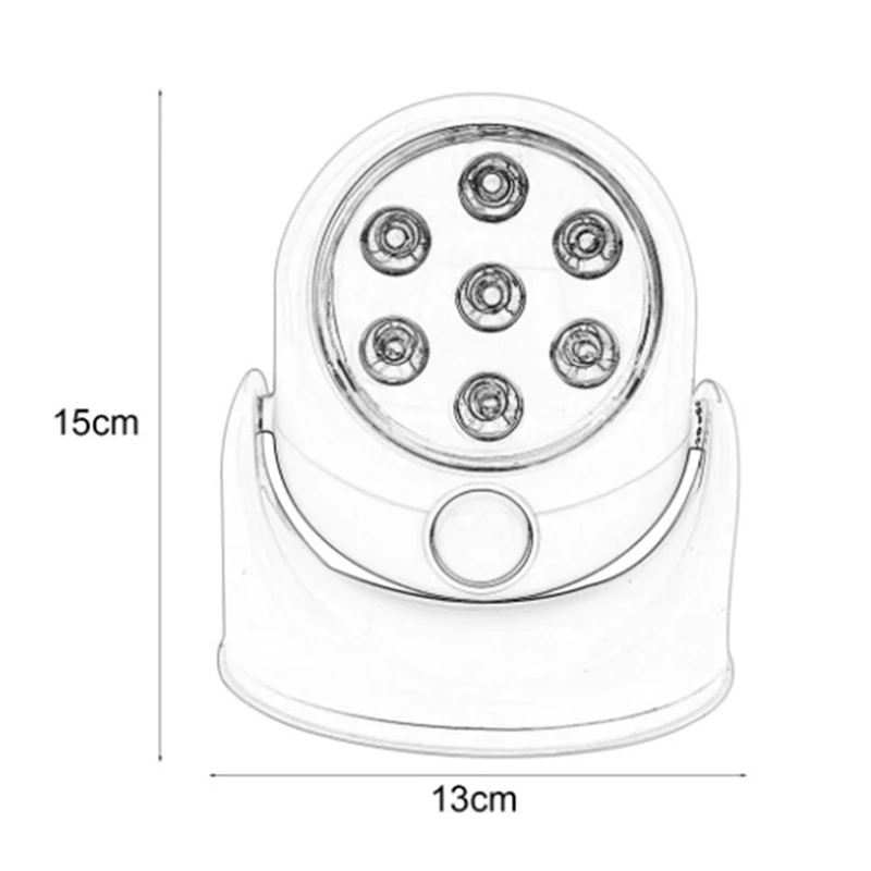 Movimento sem fio ativado luz noturna, 7 LED, rotação de 360 graus, ultra brilhante, lâmpada de parede infravermelha automática