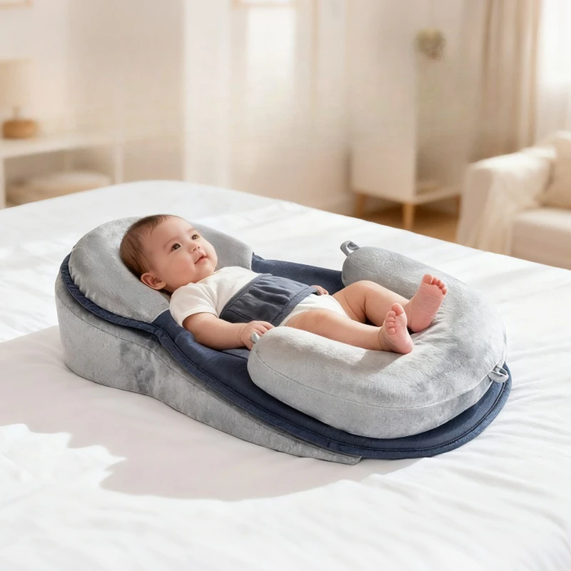 وسادة إسفين للأطفال، وسادة قابلة للتعديل مضادة للبصق لحديثي الولادة، تصميم مريح، غطاء محمول قابل للإزالة، سهل التنظيف