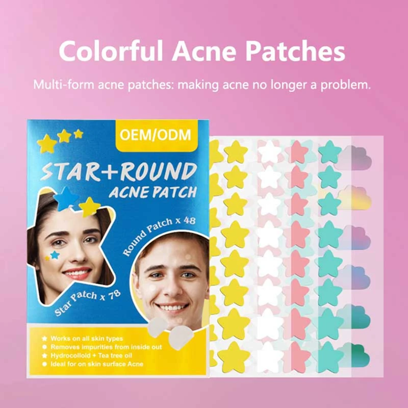 Kleurrijke ster puistjespleisters Leuke hydrocolloïde acne-stickers Onzichtbare gezichtsvlekbehandeling voor oogverzorging Acne-stickers