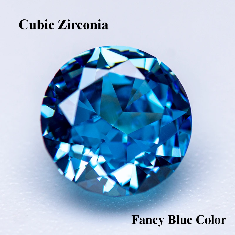 

Cubic Zirconia Crushed Ice Cut Fancy Blue Color Round Shape Charms Beads for Jewelry Making Bracelet Materials No Certificate