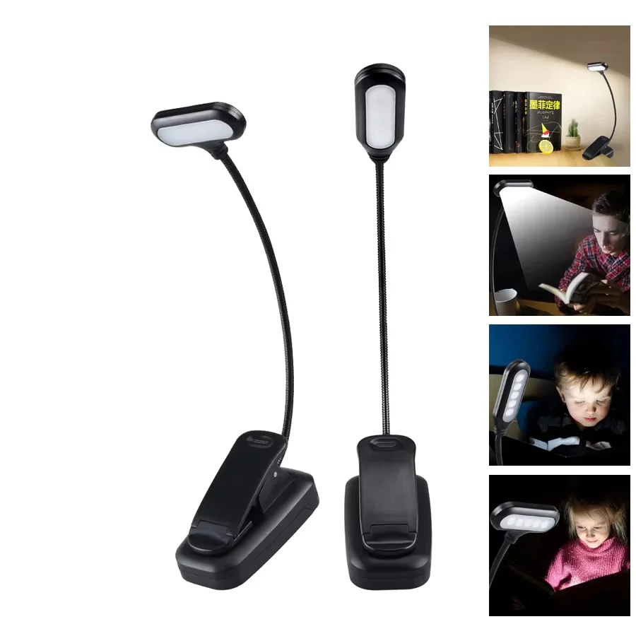 

Mini LED Book Night Light Eye Protection Adjustable Clip-On Desk Lamp Battery Powered Flexible Study Bedroom Reading Table Lamp