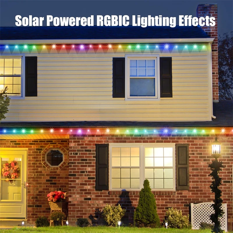 Solar RGBIC Lights String Outdoor Dreamcolor Fairy String Lights Solar Powered with Remote, Multicolor Smart Fairy String Lights