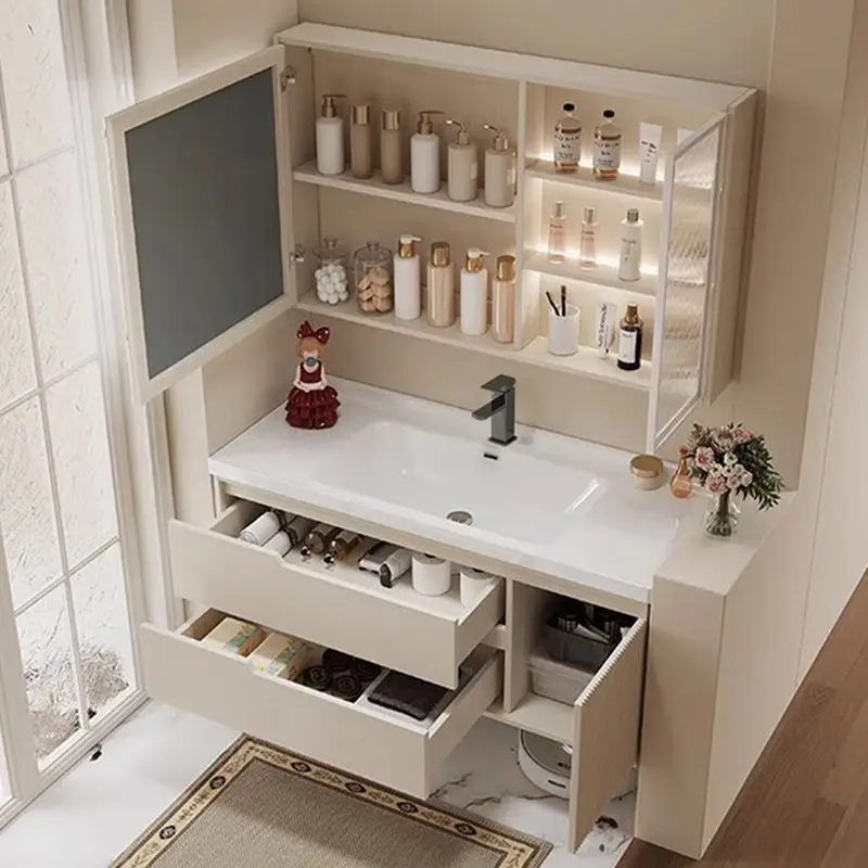 Bathroom mirror cabinet wash basin toilet washbasin cabinet combination ceramic integrated basin