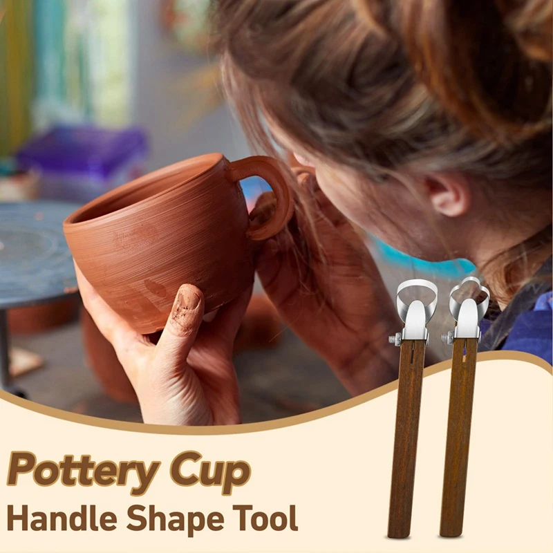 2Pcs Sculpture Scraper Pottery Carving Tool Pottery Cup Tool Kit Clay Extruder Tool Teacup Mug Handle Clay Clay Carving Tool Kit