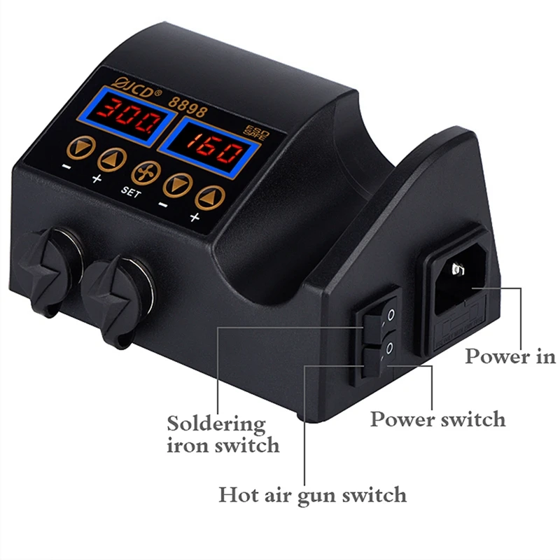 Rework Soldering Station 2 In1 Soldering Iron Lcd Digital Display Welding Station For SMD PCB IC Repair EU Plug