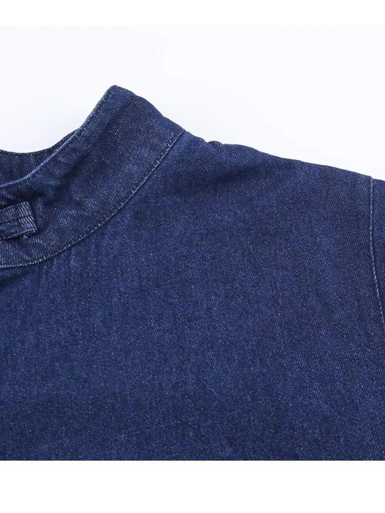 المرأة عباءة معطف 2025 خريف شتاء جديد إمرأة موضة بلون عقدة الديكور الدنيم عباءة معاطف النساء الترفيه معاطف فضفاضة #4