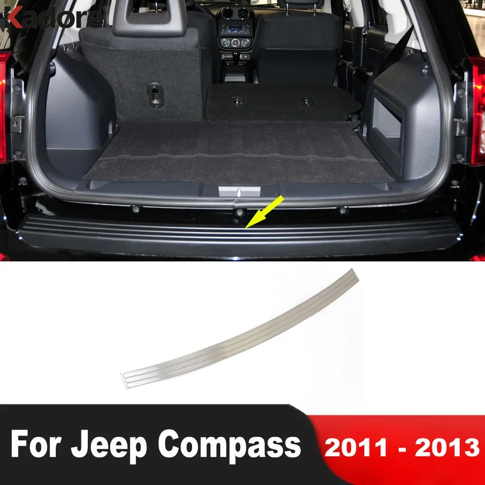 

Накладка на задний бампер багажника для Jeep Compass 2011 2012 2013, стальная накладка на порог багажника автомобиля, защитная накладка, аксессуары
