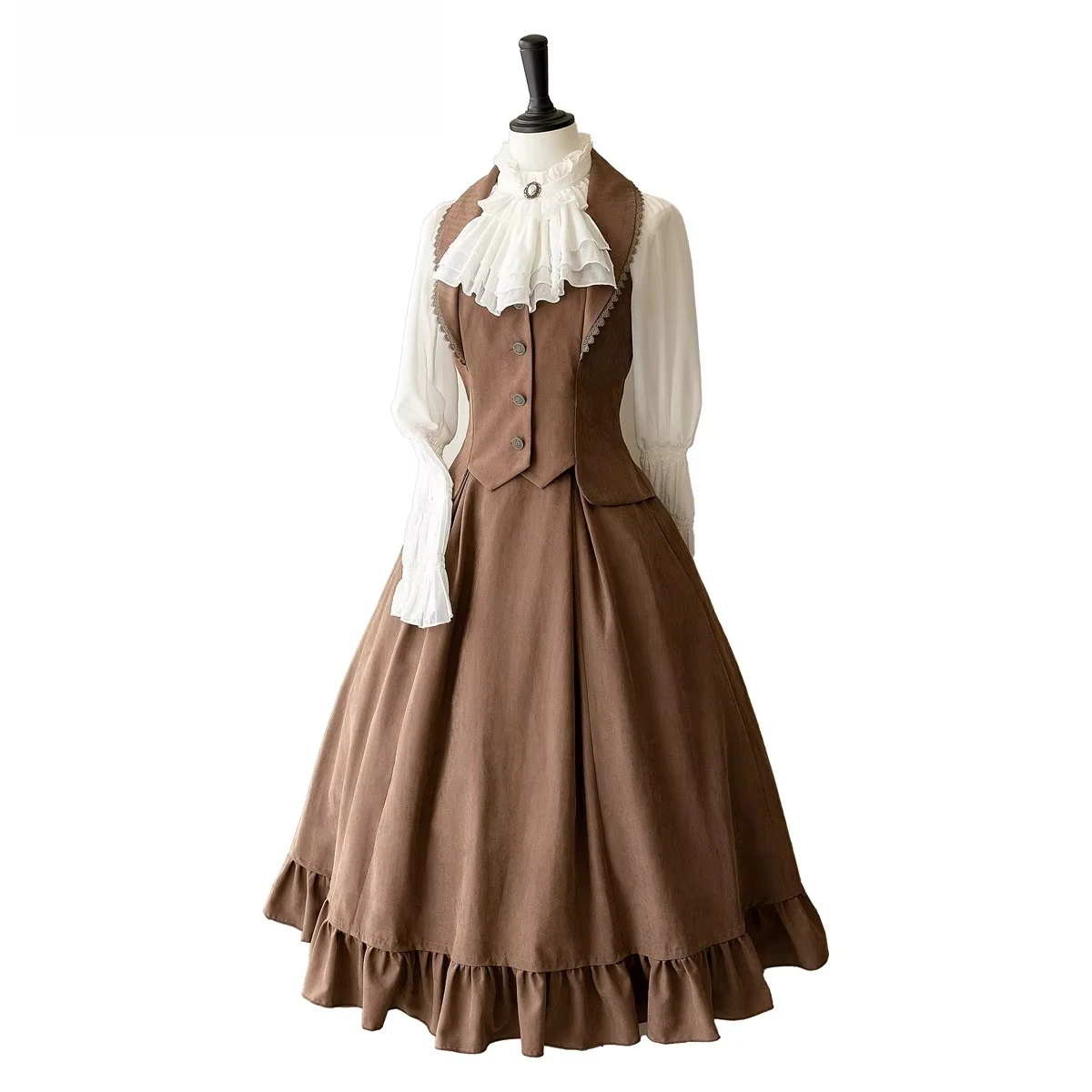2026 New Autumn Winter Lolita Outfit,Elegant Long Sleeve White Shirt Retro Vest Fishbone Skirt Set for Women Harajuku Tea Party