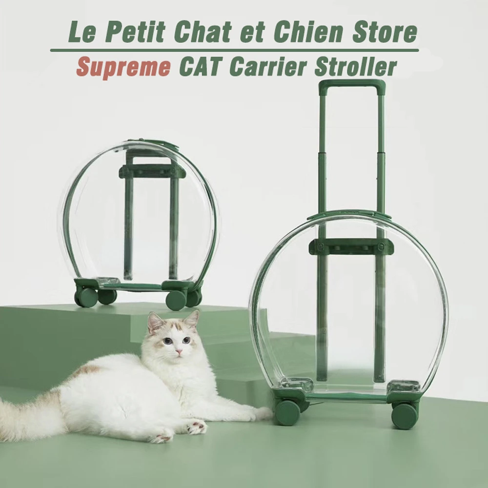 

Cat Puppy Carrier Wheels Rolling Carrier Stroller Pet Cat Dog Travel Carrier with Comfortable Mat 360 degree Swivel Mute Wheels