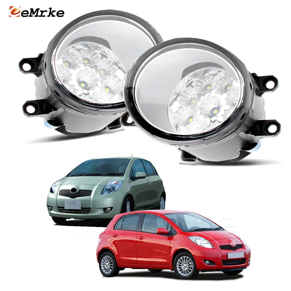 Upgrade Led Fog Lights Assembly DRL for Toyota Vitz Yaris Hatchback 2006 2007 2008 2009 2010 2011 Car PTF Daytime Running Light