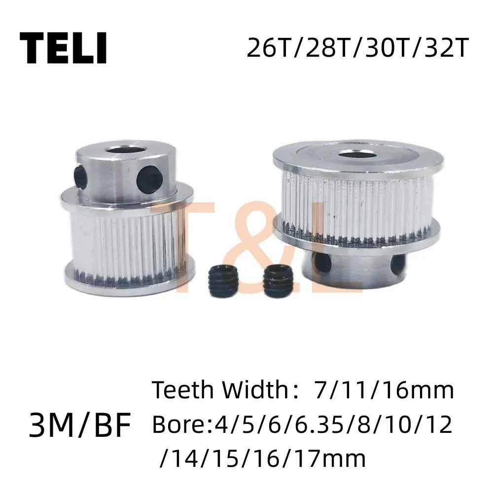 

HTD 3MBF 26-32Tooth Timing Pulley Bore 4/5/6/6.35/7/8/10/12/14mm Synchronous Wheel For Teeth Width 7/11/16mm 3D Printer 3M Gears