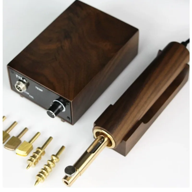 Electric Leather Edge Heating Creasing Iron Hot Stamping Press Machine For Leather Working Complete Set With 7 Polishing Heads
