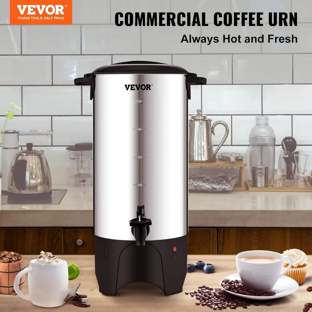 

50 Cup Commercial Coffee Urn 7.5L Stainless Steel Electric Brewer 1000W Fast Heating Hot Water Dispenser