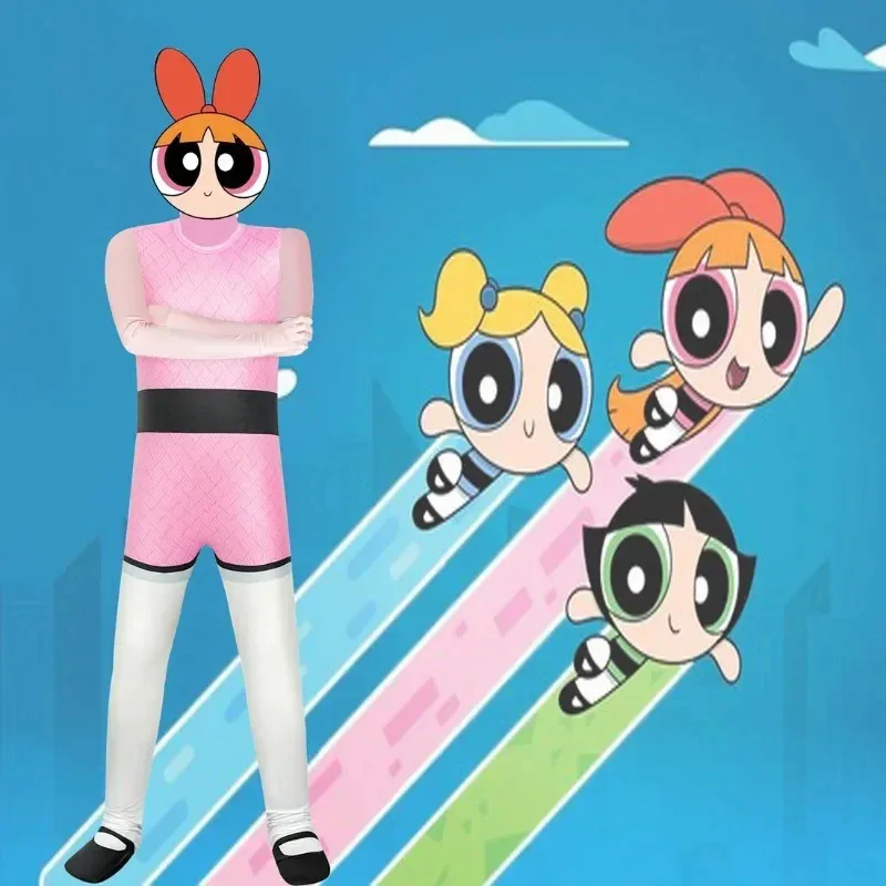 qq681 أزياء الهالوين للأطفال الأولاد ألعاب Powerpuff الفتيات تأثيري ارتداءها كرنفال ملابس الحفلات الأطفال فستان بتصميم حالم Jumpsu