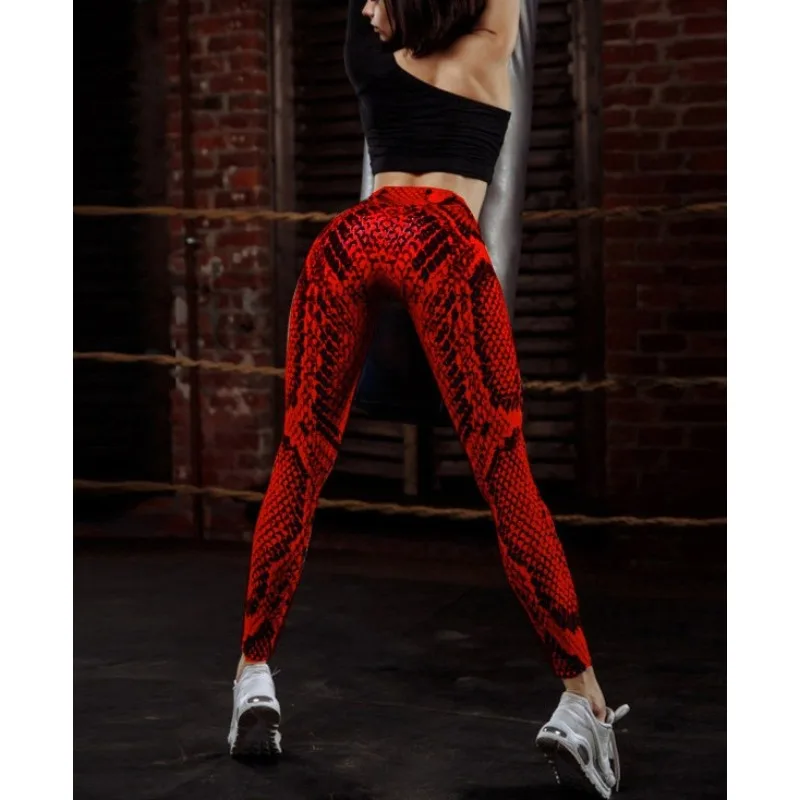 Krisnanas Snake Print Leggings for Woman 2025 Skinny Fitness Butt Lifting High Waist Stretchy Seamless Exercise Pants 73965
