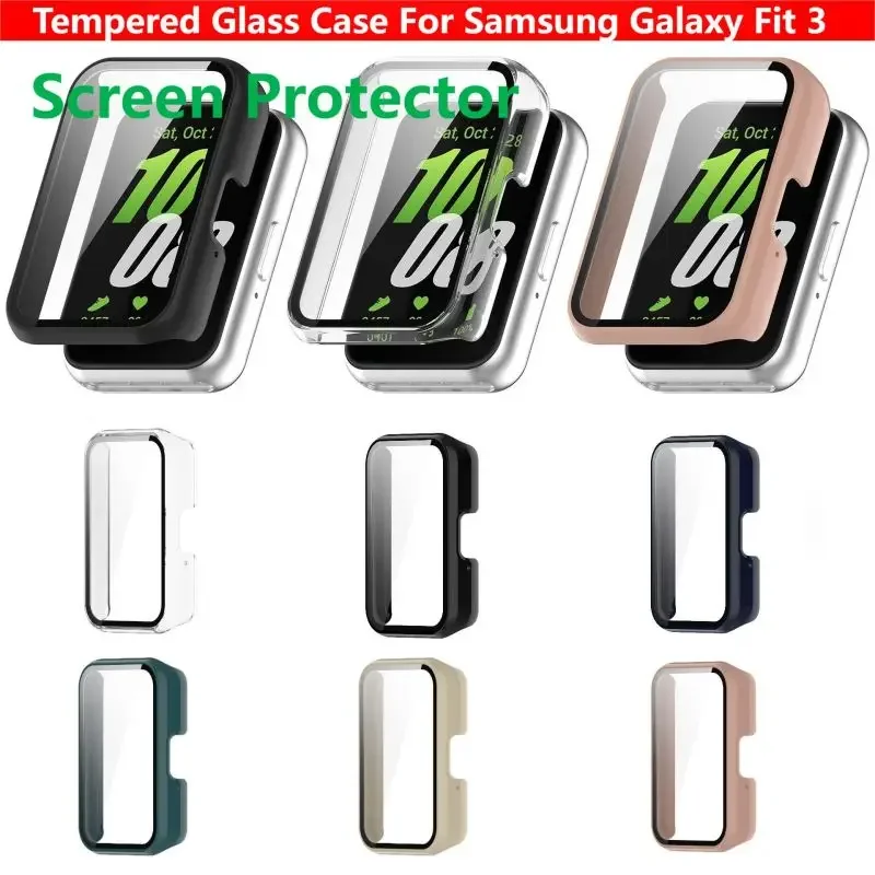 Glass+case for Samsung Galaxy Fit 3,All-Around Screen Protector Hard PC Bumper Tempered Glass for Galaxy Fit 3 Accessories