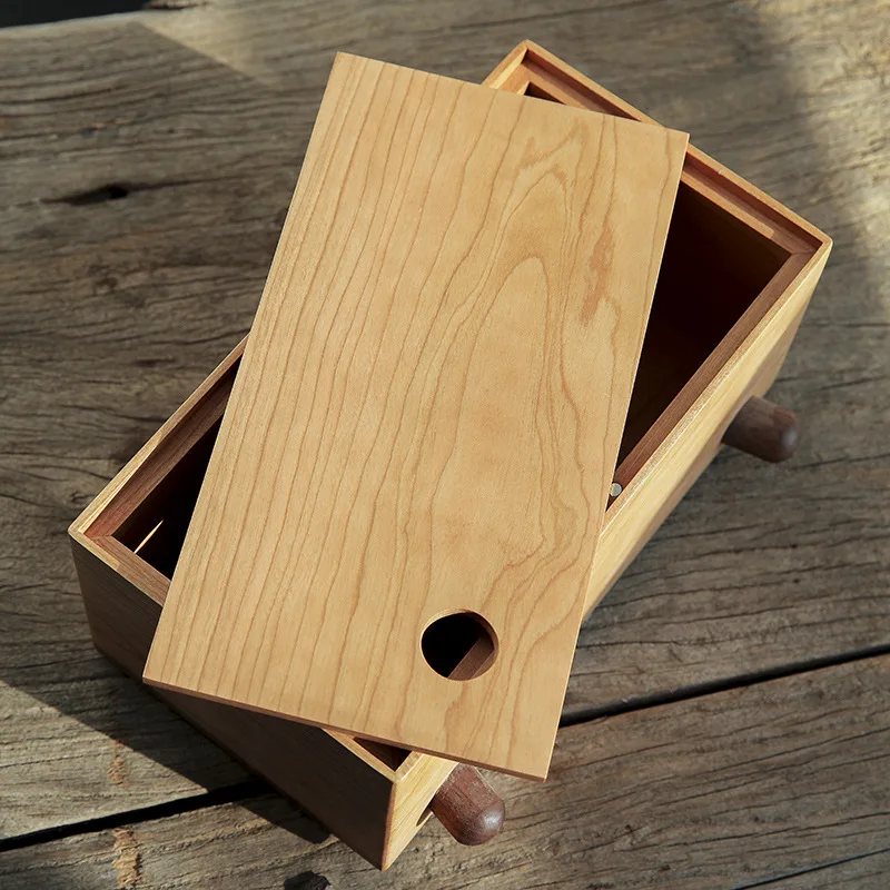 Manufacturer wholesale cherry solid wood smiley paper box creative cartoon tissue box drop towel storage box