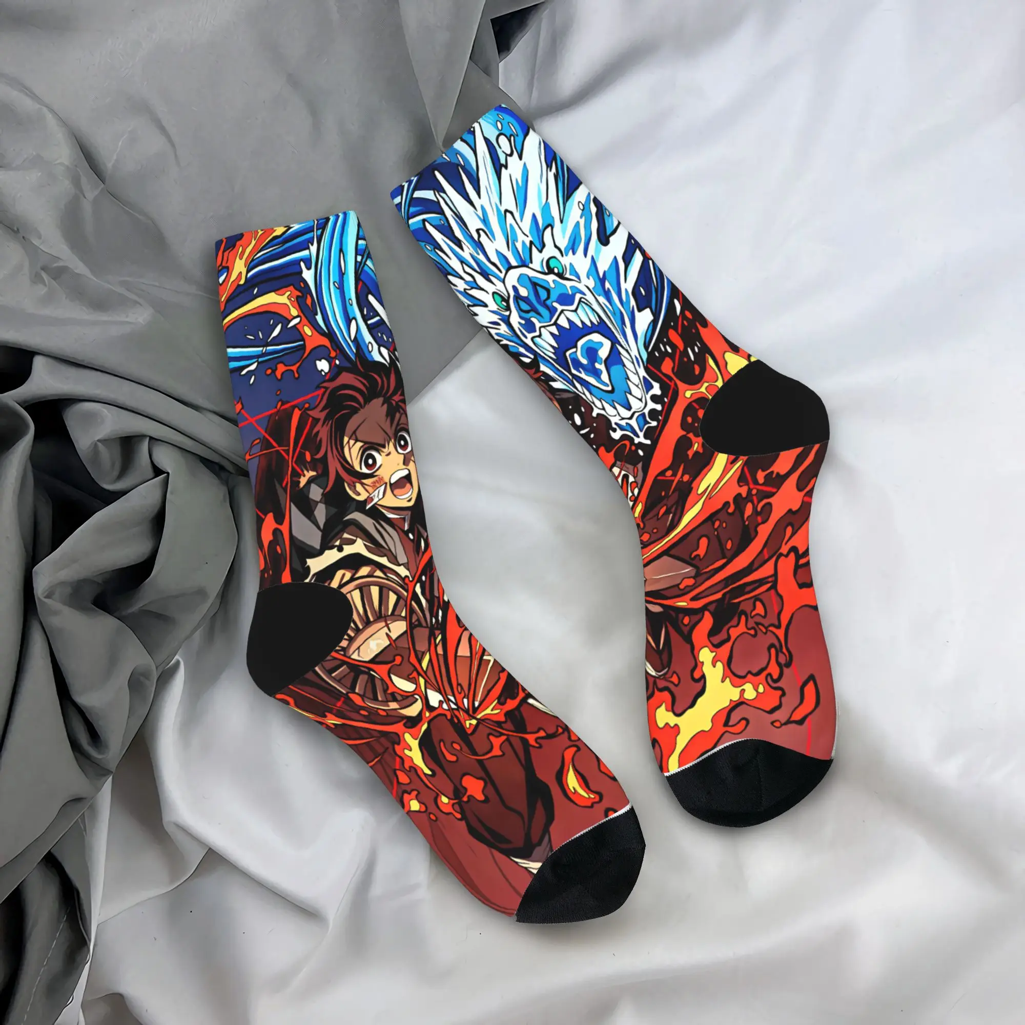 Men Socks Demon Slayered Characters  Stockings Winter Harajuku Warm Soft Socks Graphic Running Sports Anti Bacterial Socks