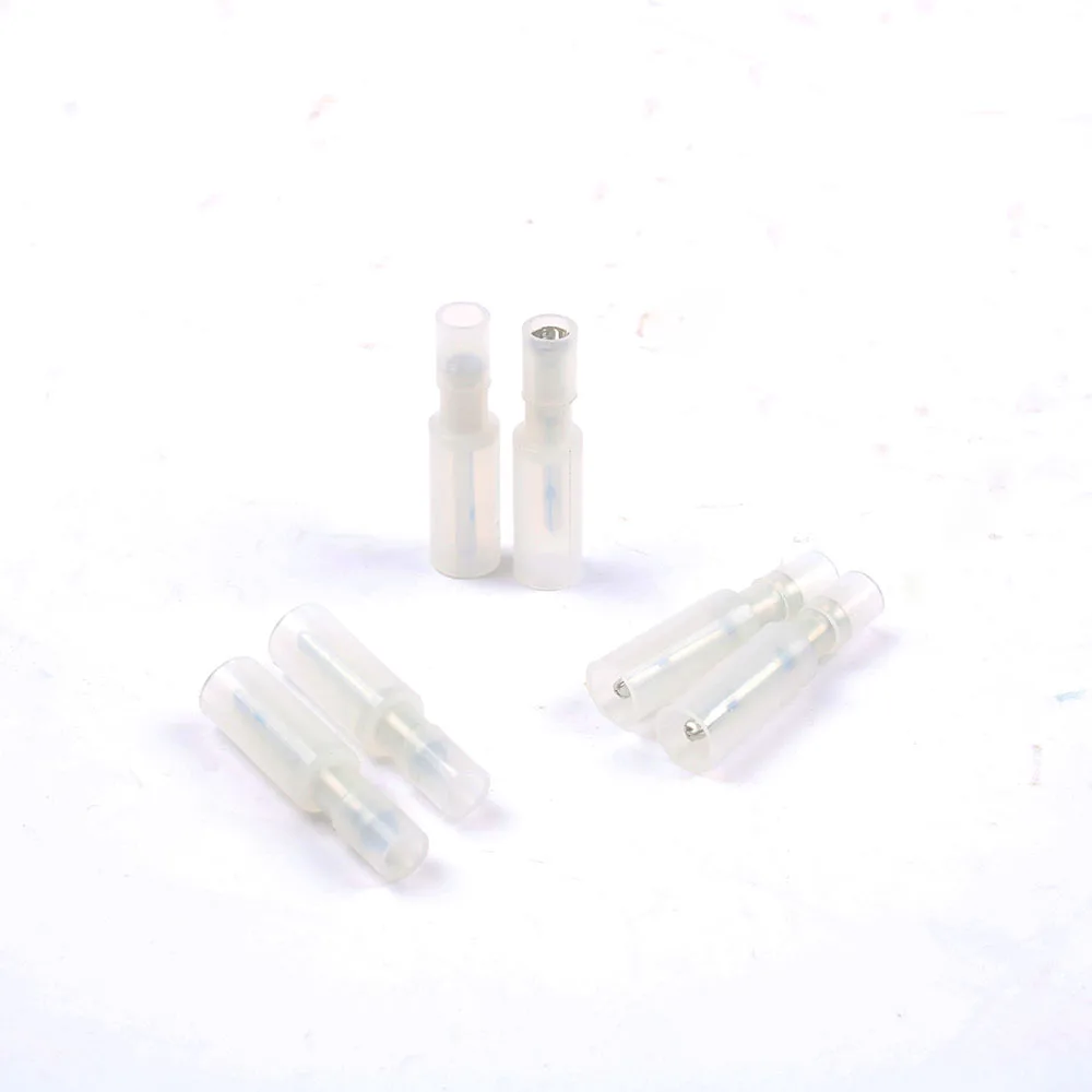 MRFNY0.5-0.75 Nylon brass Bullet Shaped Male Joint Wire Connector Electrical Crimp Terminal 100PCS AWG22-18 0.5-0.75mm2