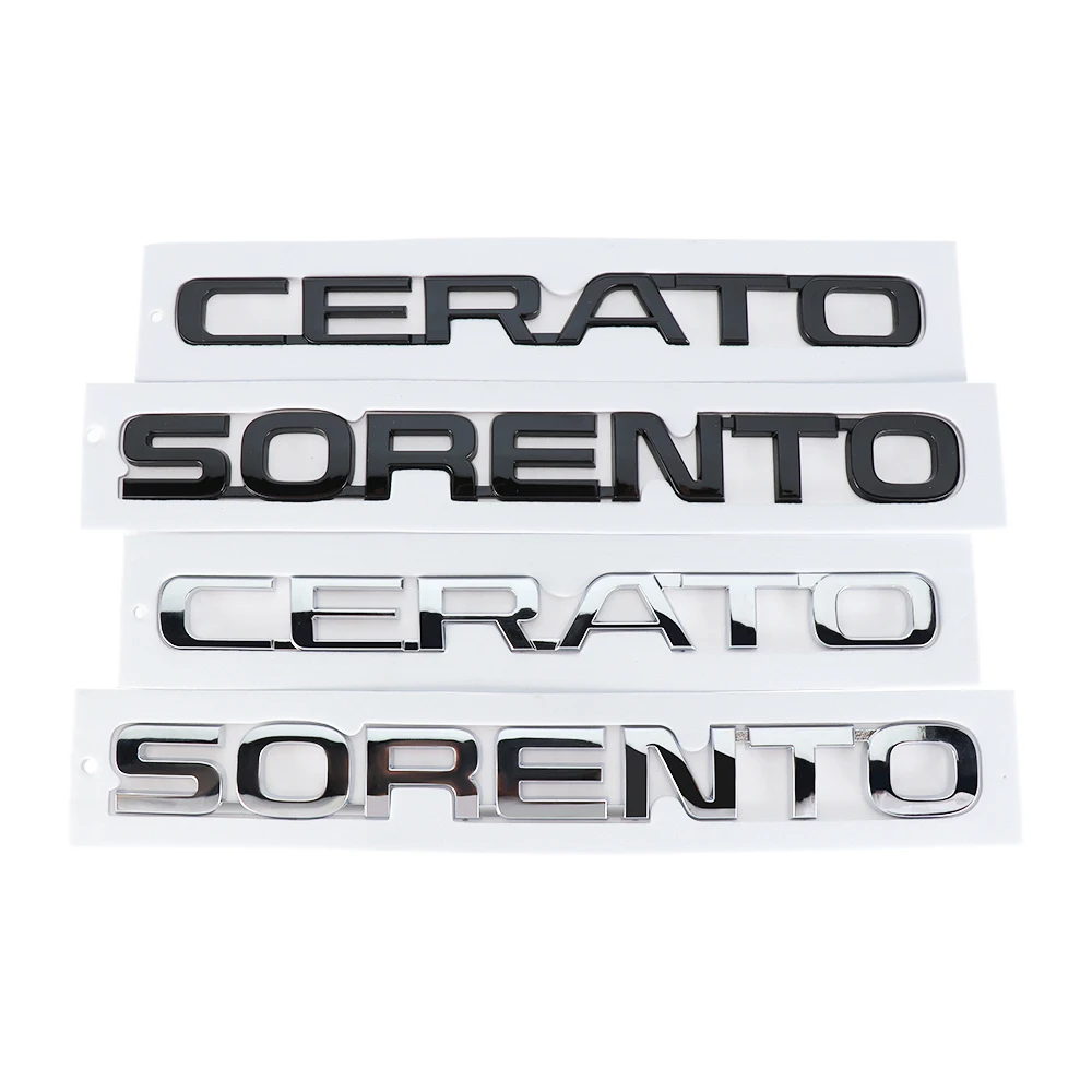 3D ABS CERATO SORENTO Letter Badge Car Tail Emblem Rear Trunk Decor Sticker for Kia Sportage Rio Soul Picanto Optima Ceed Forte