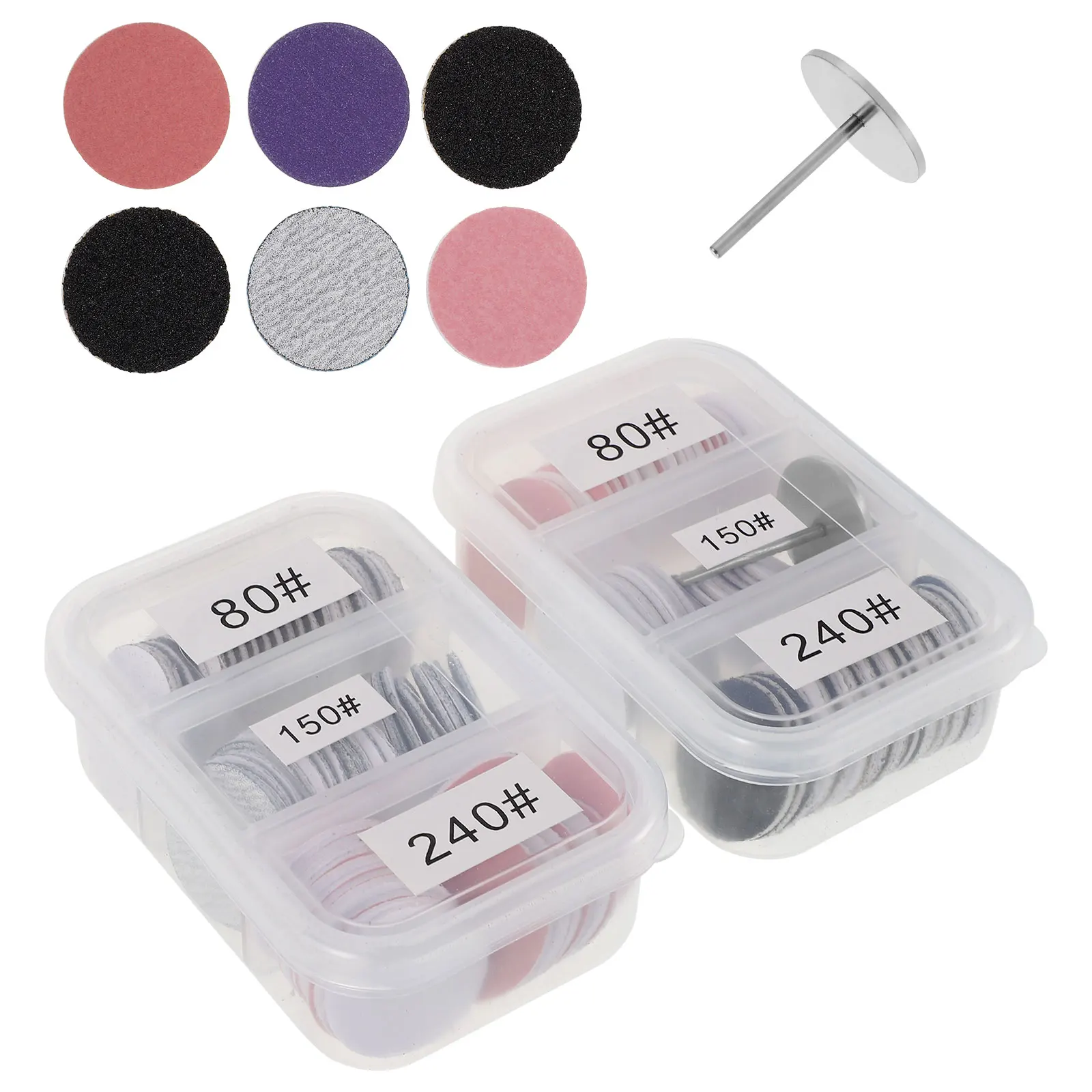 

2 Set 25Mm Tool Kit Sandpaper Discs Foot File Replacement Pads For Pedicure Manicure Foot Grinding Grooming 80#150#240# Grit