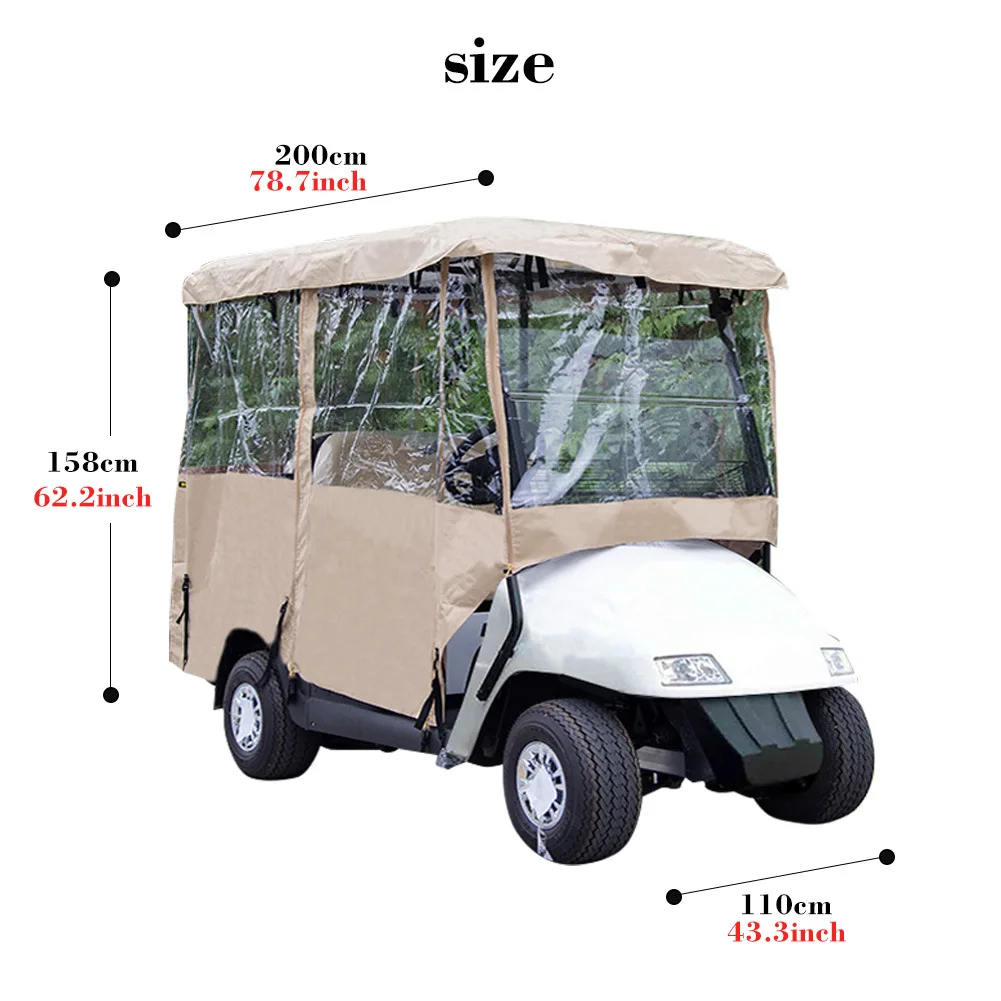 Imagem -02 - Golf Cart Rain Curtain Car Cover Protective Anti-dust Sunscreen Rainproof Outdoor Camping 300d Oxford e Tenda de Pvc Transparente