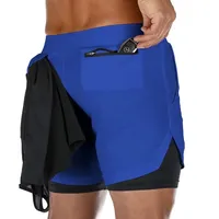 2024 Summer New Men's Double layered 2-in-1 Sports and Fitness Shorts Sweat wicking Breathable Fitness Training Jogging Shorts