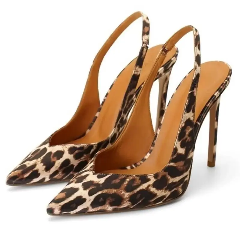 

Women's Sandals Shoes Summer 2025 Sexy Close toe Thin High Heels Slingback Leopard Party Dance Fetish Shoes Ladies Big Size