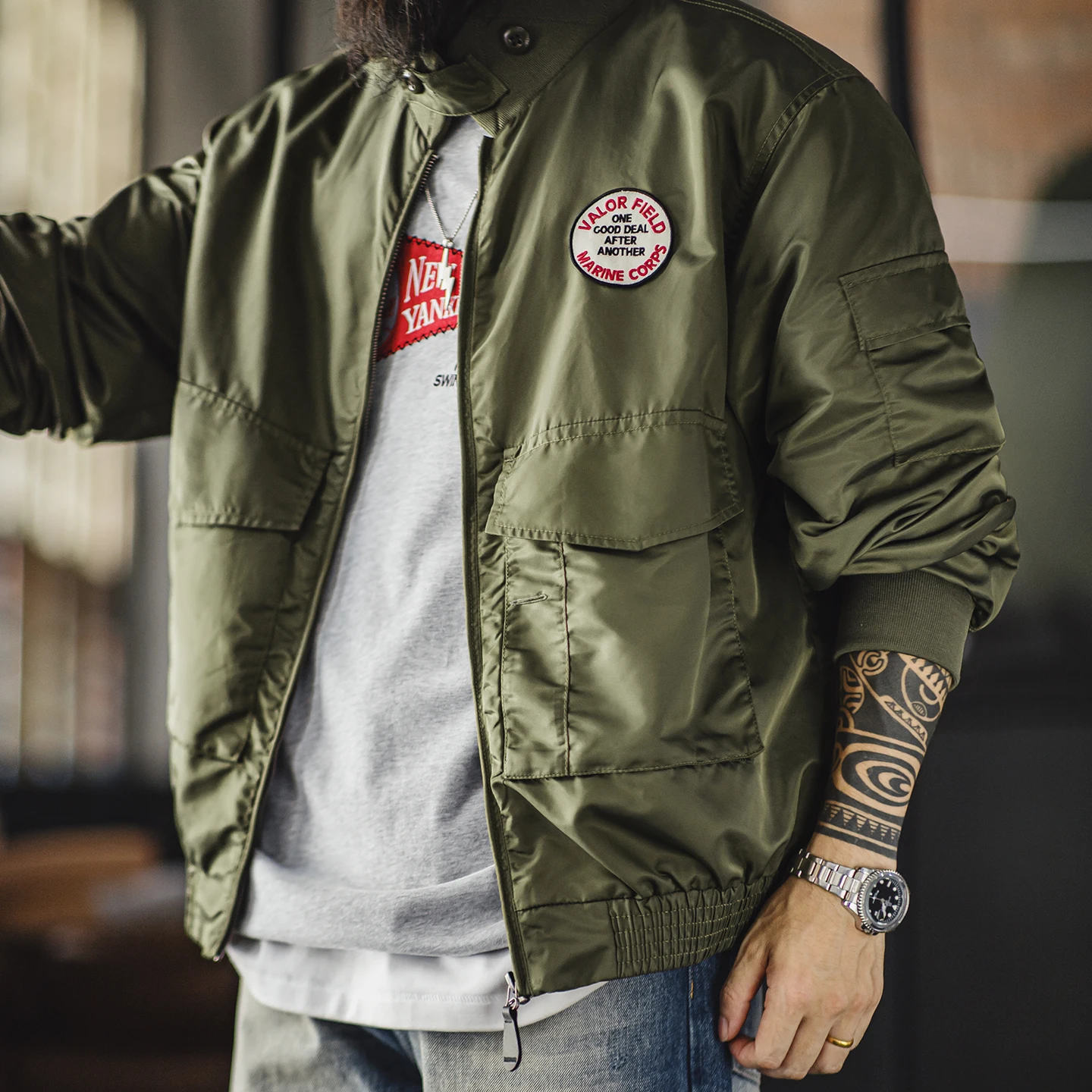 

Винтажная куртка Maden в стиле милитари G8WEP, мужская короткая тактическая куртка с воротником-стойкой, зеленая легкая полевая куртка на молнии