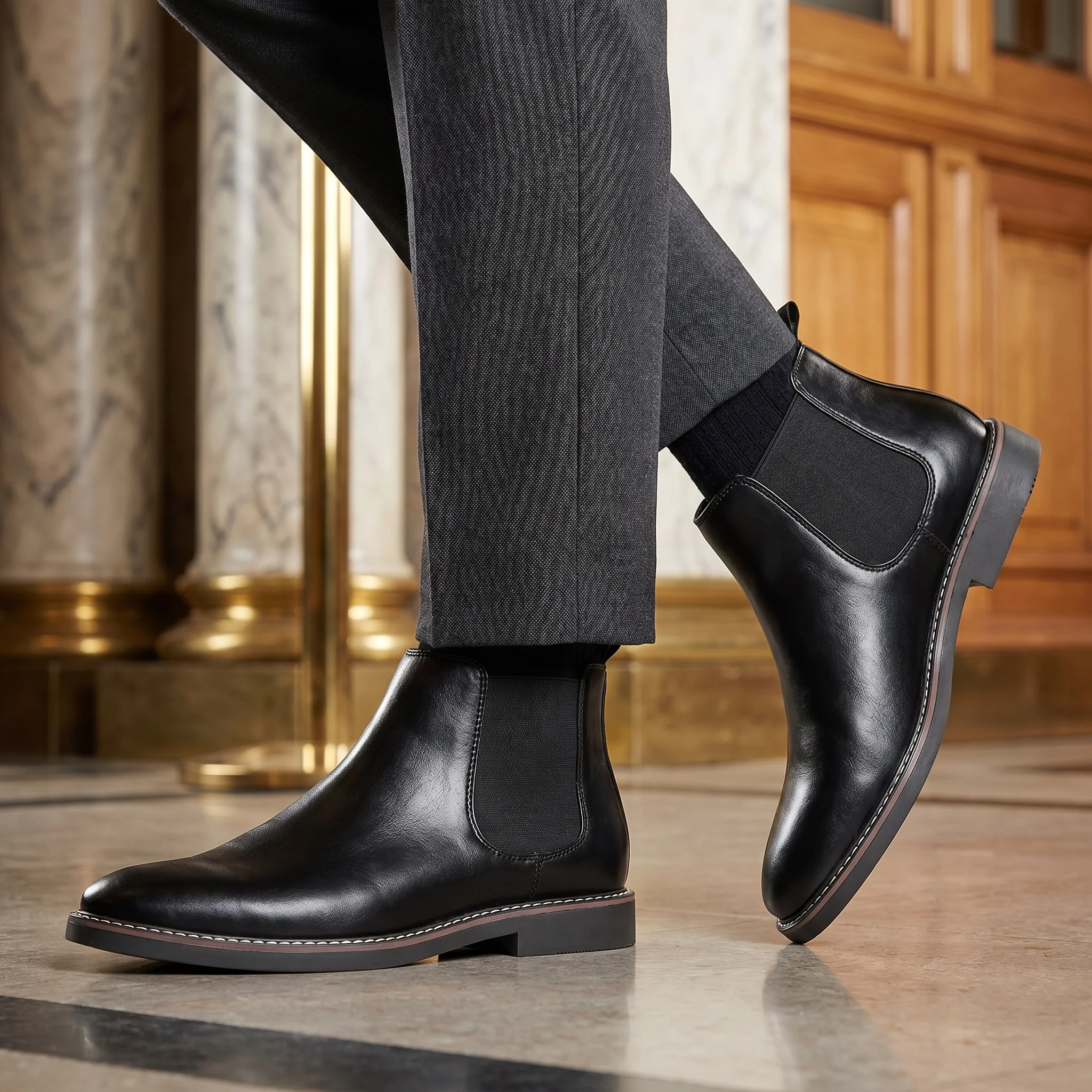 40~46 Chelsea Boots Men 2024 Brand Comfortable Fashion Leather Men Boots