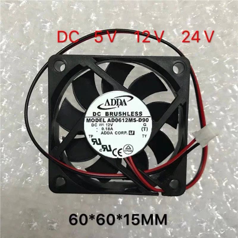 ADDA 6015 AD0612MS-D90 DC5V 12V 24V 0.18A 60*60*15MM 2-wire cooling fan air blower