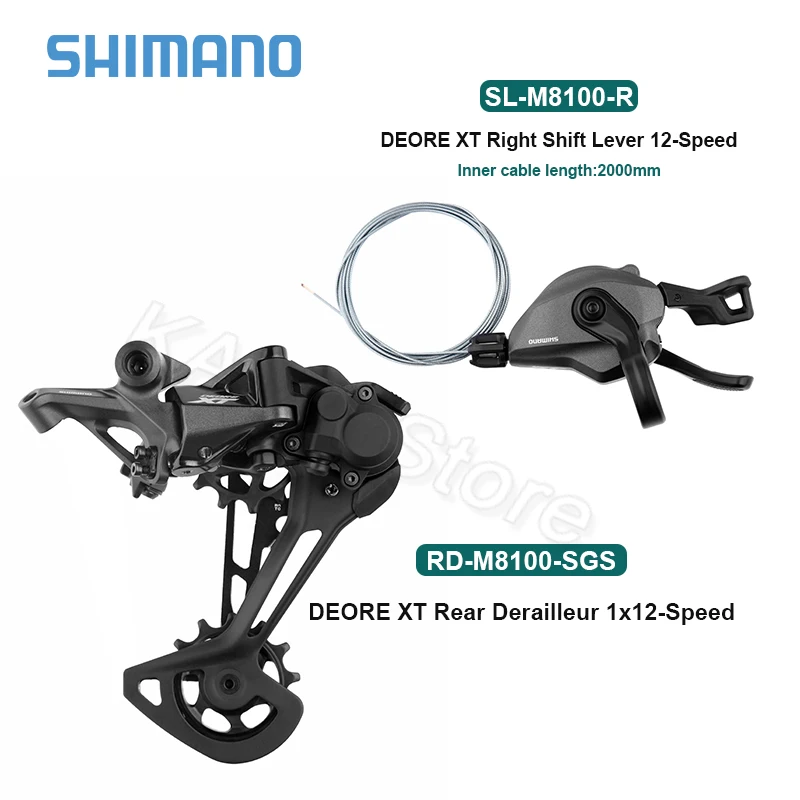 Shimano-Deore XT M8100 Speed Groupset, pedaleiro, 170mm, 32T, 12 S Shifter, desviador traseiro, KMC, CN Chain Cassette, 12V, 1x12