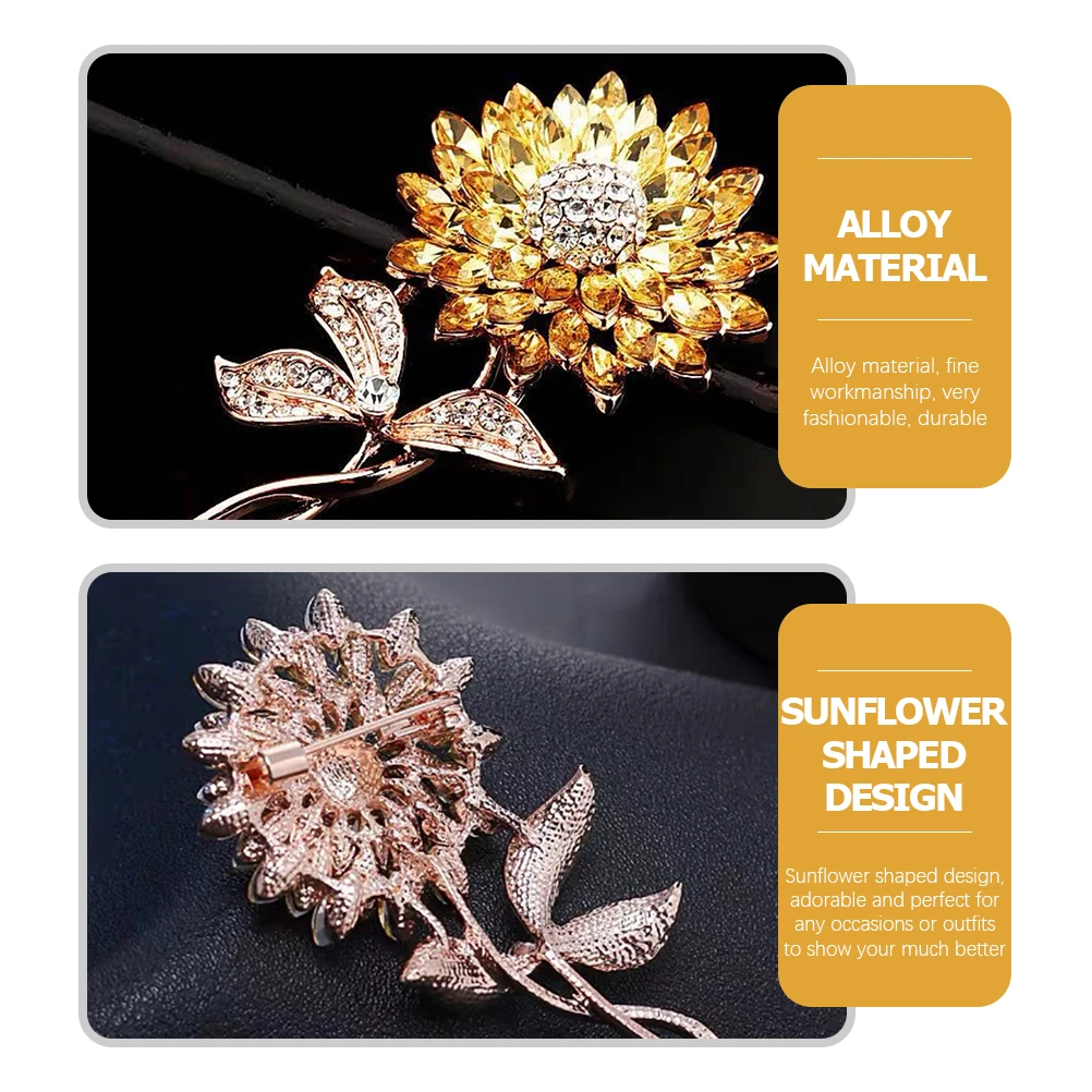 

1pc Elegant Sunflower Alloy Lapel Clothes Lapel Pin Scarf Hat Backpack Pin Sunflower Breastpin Backpack Accessory