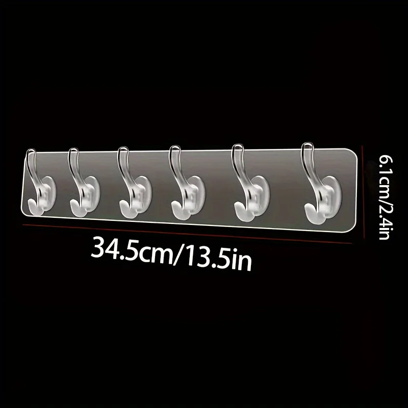 1 قطعة هوك عمود شفاف ، خطاف تخزين معلق ذاتي اللصق ، رف حائط بدون أثر 6 خطاف ، لتعليق الملابس والمناشف والمفاتيح