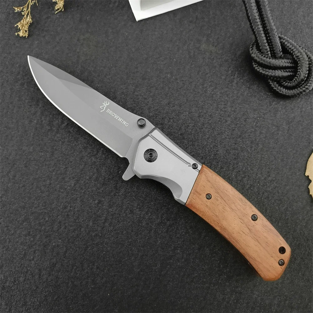 Outdoor DA98 Pocket Folding Knife 5Cr13Mov Blade Wooden Handle Outdoor Tactical Knife Utility Hunting Sharp Multi EDC Tool