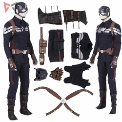 New Captaining Americang Cosplay Costume Steven Rogersing Helmet Tops Pants Belt Set For Halloween Carnival Custom Made