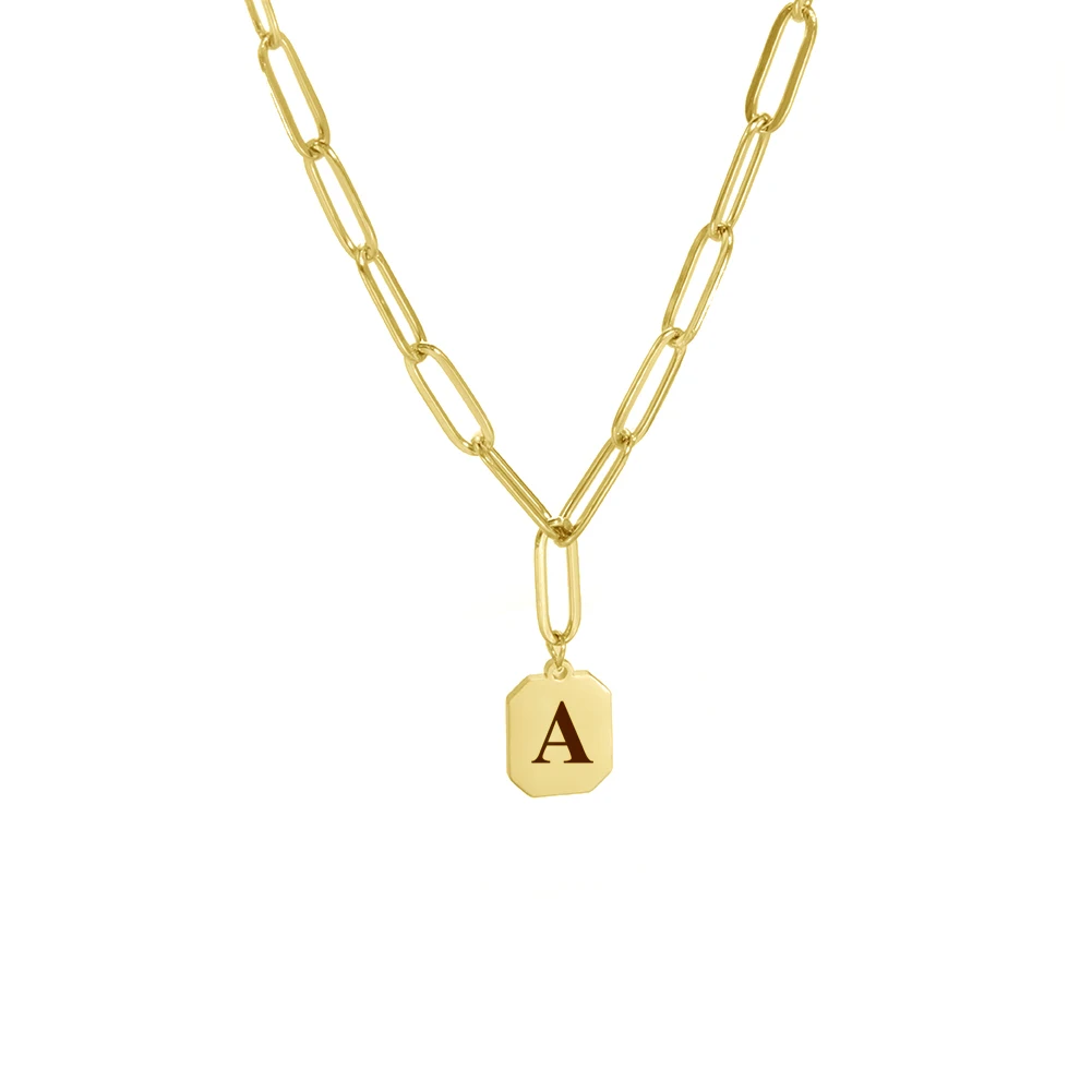 

Amaxer Gothic Letter A-Z Initial Necklace For Women Men Stainless Steel Square Alphabet Pendant Paper Clip Chain Necklaces