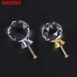 NAIERDI 20-30mm Crystal Handle Clear Glass Knobs Cupboard Drawer Pulls Kitchen Cabinet Wardrobe Handles Furniture Door Hardware
