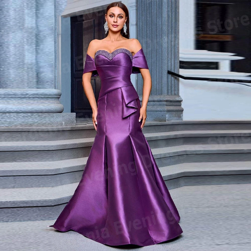 

Красивые фиолетовые женские вечерние платья русалки, милые платья для выпускного вечера без рукавов с открытыми плечами, индивидуальные халаты De Soirée