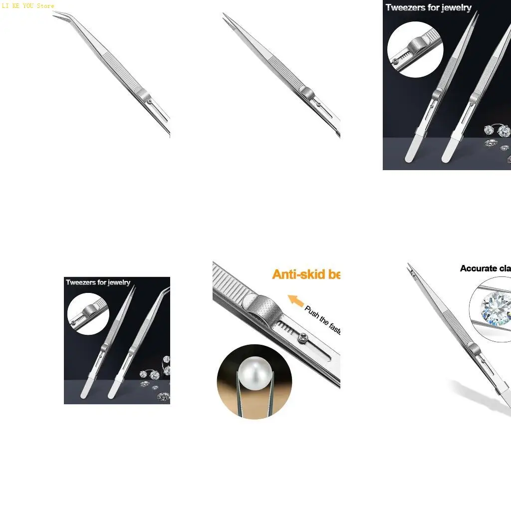 W3JE 2 PCs e Diamond Stone Tweezers Lanking Jóias Tweezer Slide trava dica fina