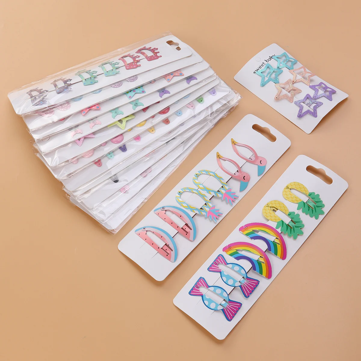 

100 шт., детские заколки для волос, стильные безопасные заколки с случайным узором для девочек-подростков, милые красочные заколки для девочек, заколки для волос