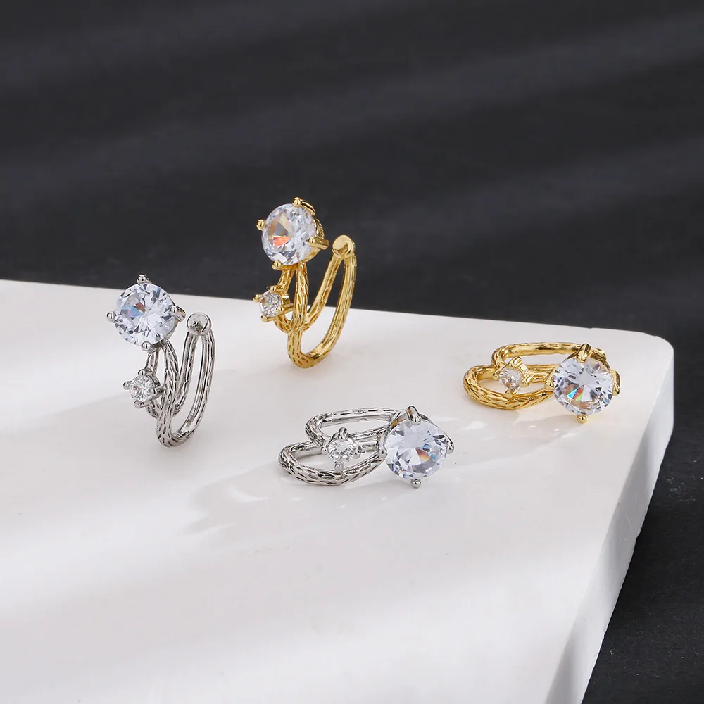 أقراط أذن للنساء ، كريستال أنيق ، بدون ثقب ، مشبك أذن Y2k ، اتجاه الحلزون المداري ، مجوهرات المصمم ، EF061 ، 1 #6